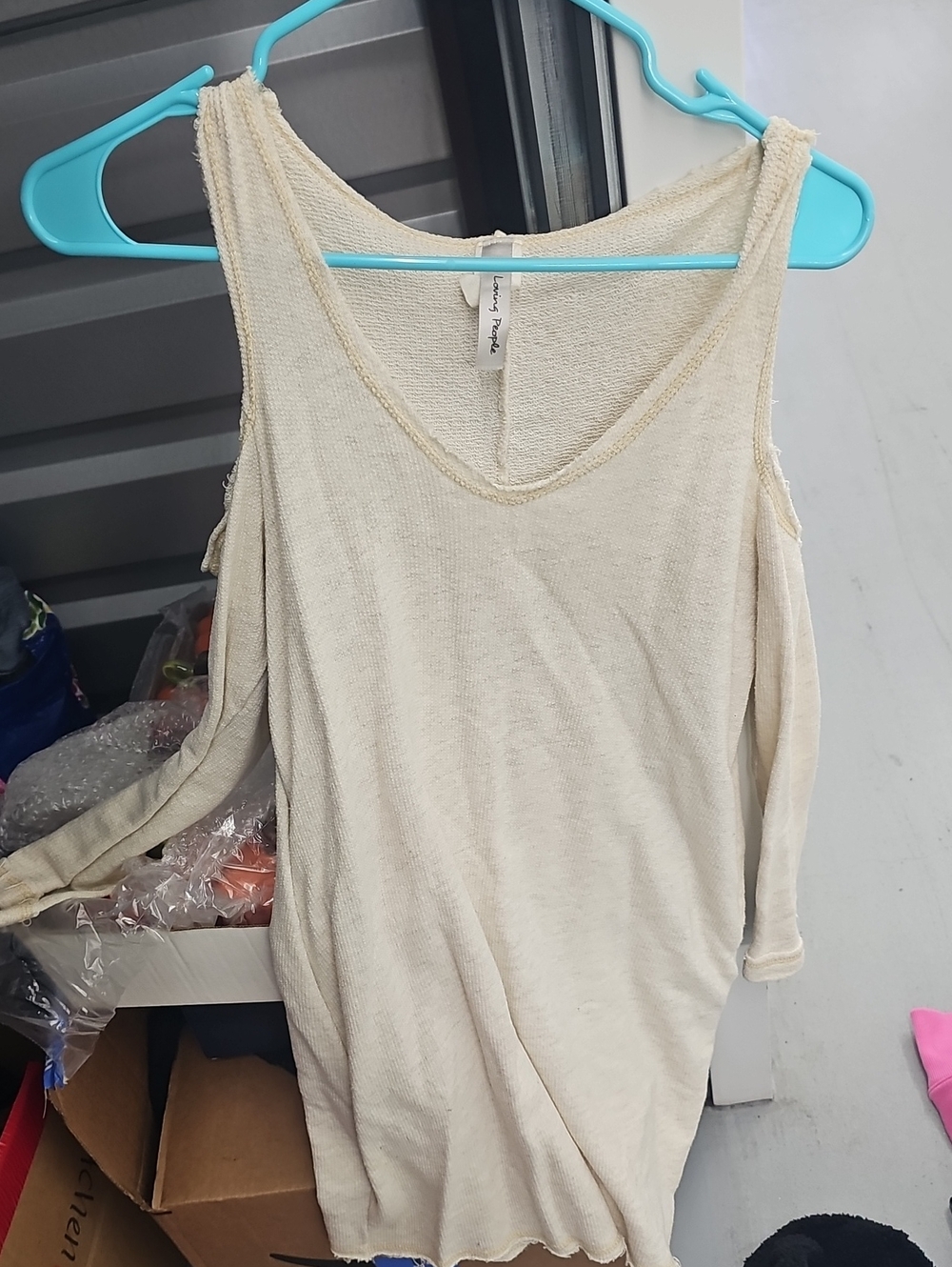 Light Cream Cold-Shoulder Tunic Top by